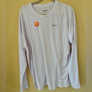 Asics White Long Sleeve Shirt UPF50 Size 2XL Semi Fitted NWT